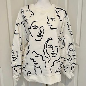 Zara abstract faces pullover - Small